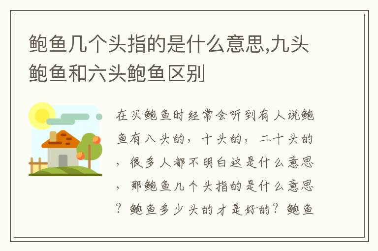 鲍鱼几个头指的是什么意思,九头鲍