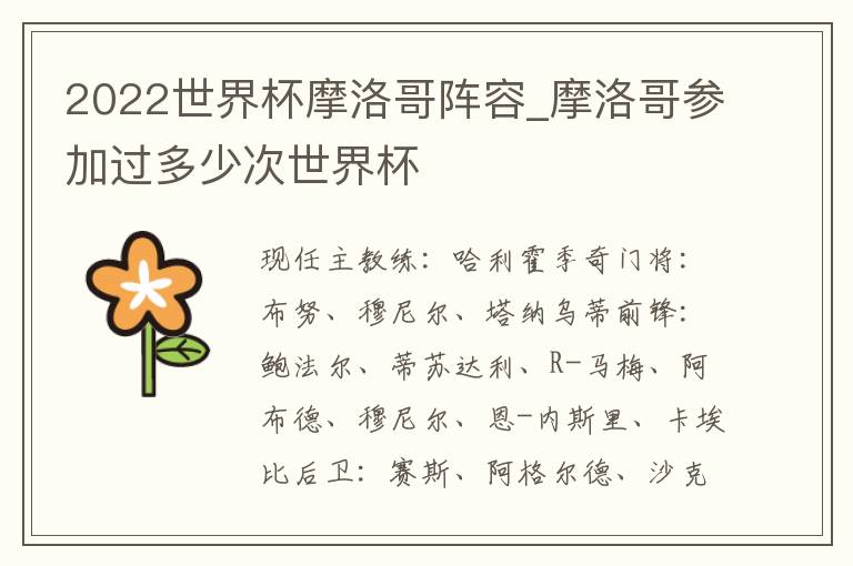 2022世界杯摩洛哥阵容_摩洛哥参加