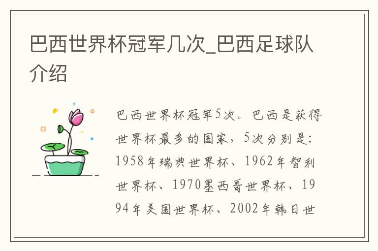 巴西世界杯冠军几次_巴西足球队介
