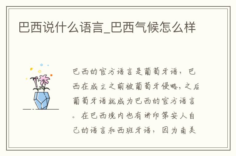 巴西说什么语言_巴西气候怎么样
