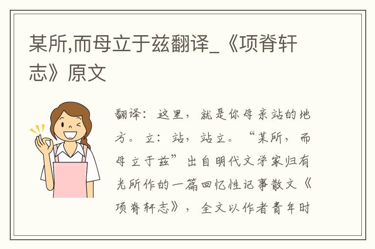 某所,而母立于兹翻译_《项脊轩志》原文