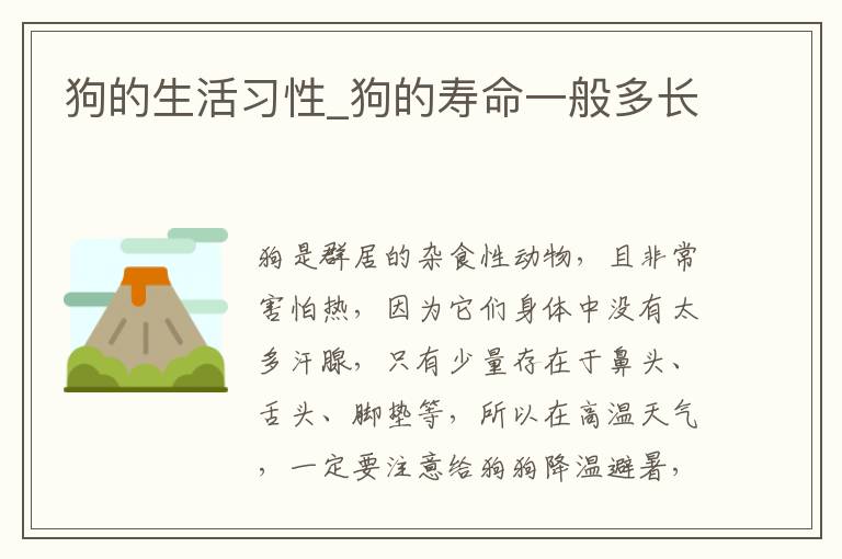 狗的生活习性_狗的寿命一般多长