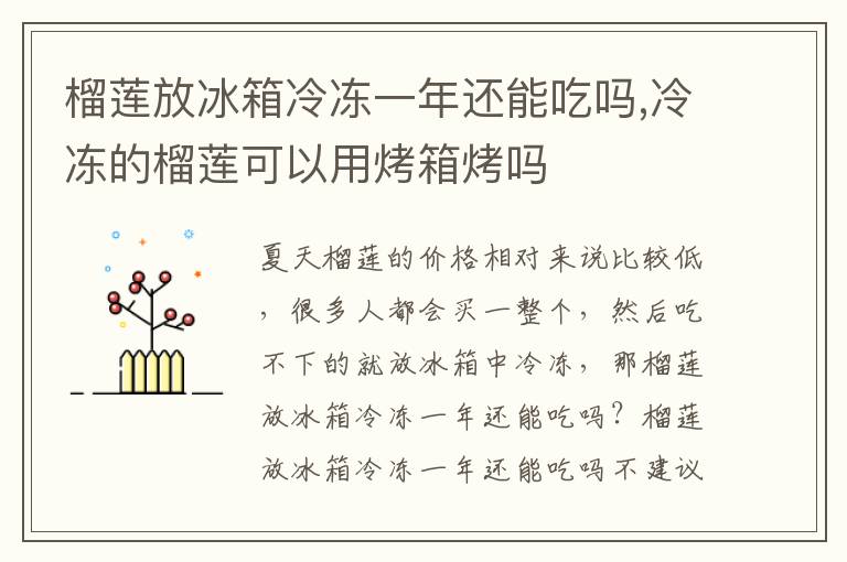 榴莲放冰箱冷冻一年还能吃吗,冷冻的榴莲可以用烤箱烤吗