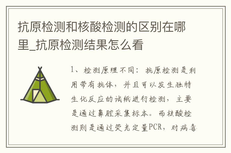 抗原检测和核酸检测的区别在哪里_抗原检测结果怎么看