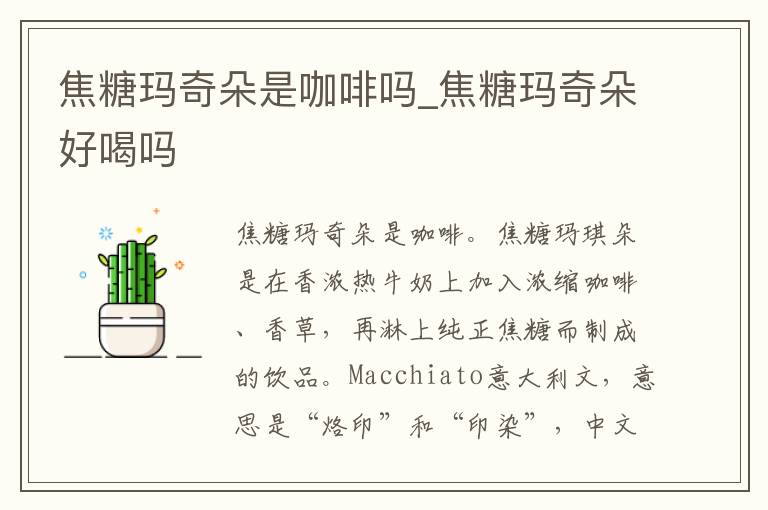 焦糖玛奇朵是咖啡吗_焦糖玛奇朵好喝吗