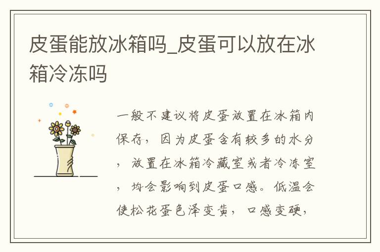 皮蛋能放冰箱吗_皮蛋可以放在冰箱