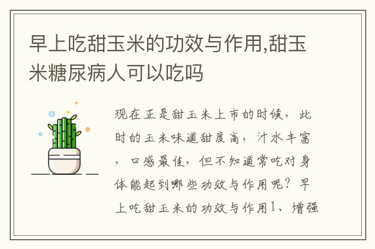 早上吃甜玉米的功效与作用,甜玉米糖尿病人可以吃吗