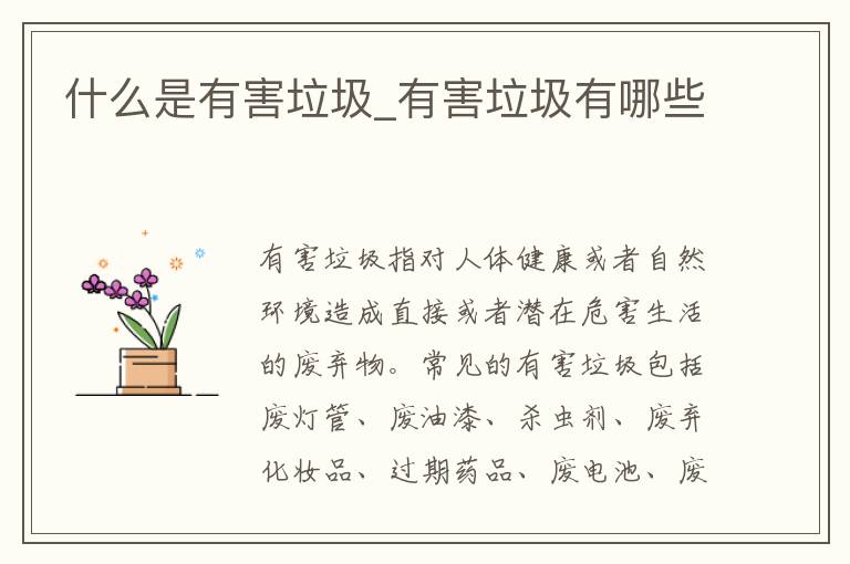 什么是有害垃圾_有害垃圾有哪些