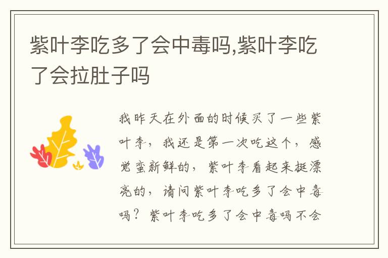 紫叶李吃多了会中毒吗,紫叶李吃了会拉肚子吗