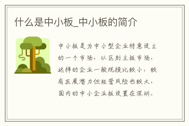 什么是中小板_中小板的简介