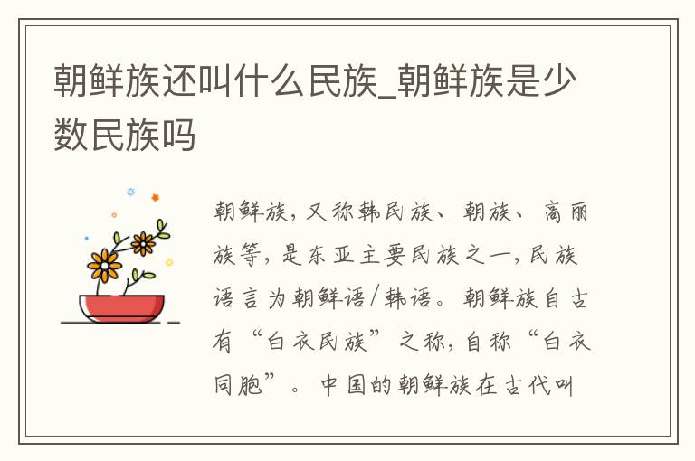 朝鲜族还叫什么民族_朝鲜族是少数民族吗
