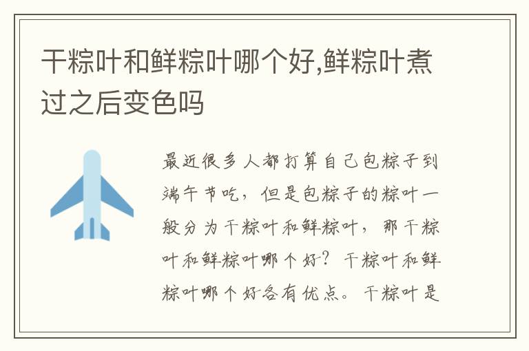 干粽叶和鲜粽叶哪个好,鲜粽叶煮过