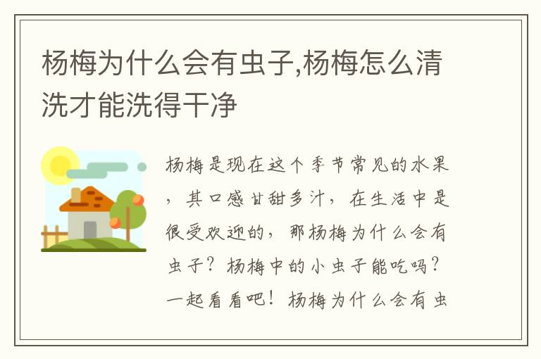 杨梅为什么会有虫子,杨梅怎么清洗
