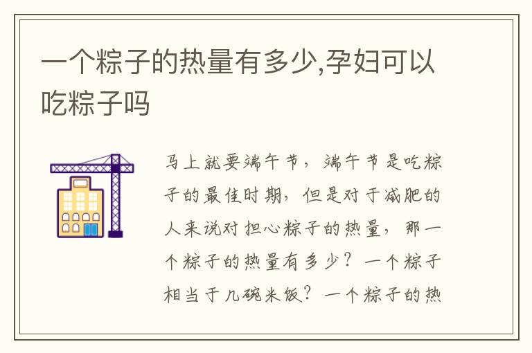 一个粽子的热量有多少,孕妇可以吃