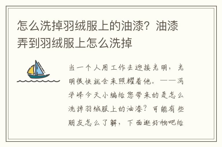 怎么洗掉羽绒服上的油漆？油漆弄到羽