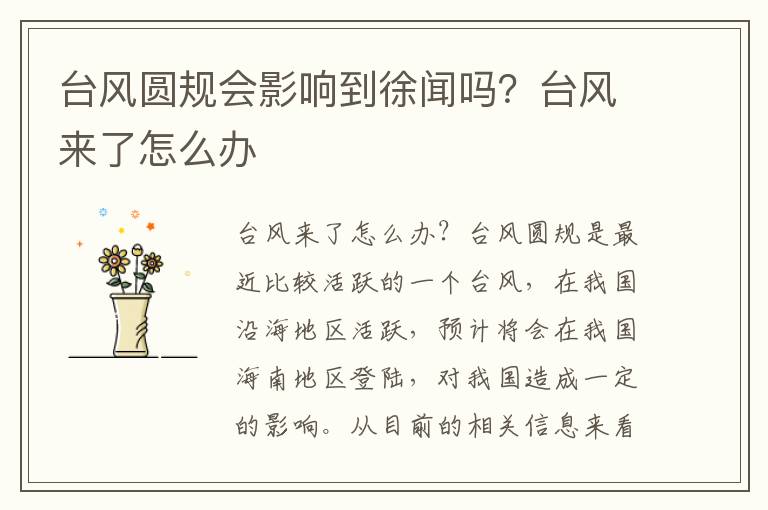 台风圆规会影响到徐闻吗？台风来了怎么办