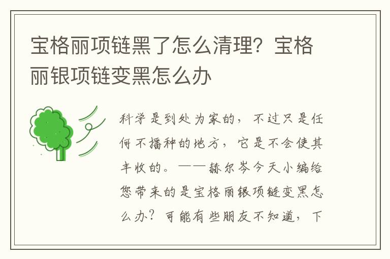 宝格丽项链黑了怎么清理？宝格丽银项