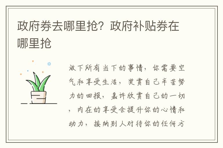 政府券去哪里抢？政府补贴券在哪里抢