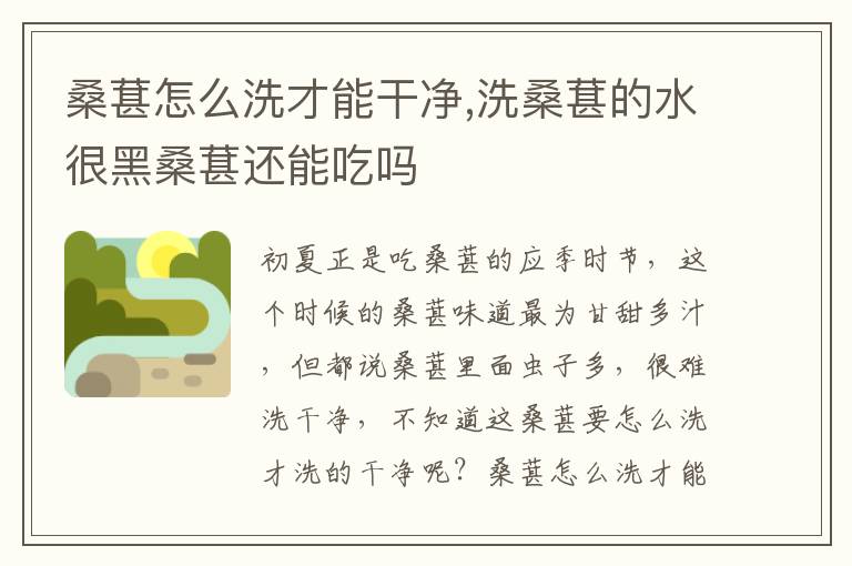 桑葚怎么洗才能干净,洗桑葚的水很