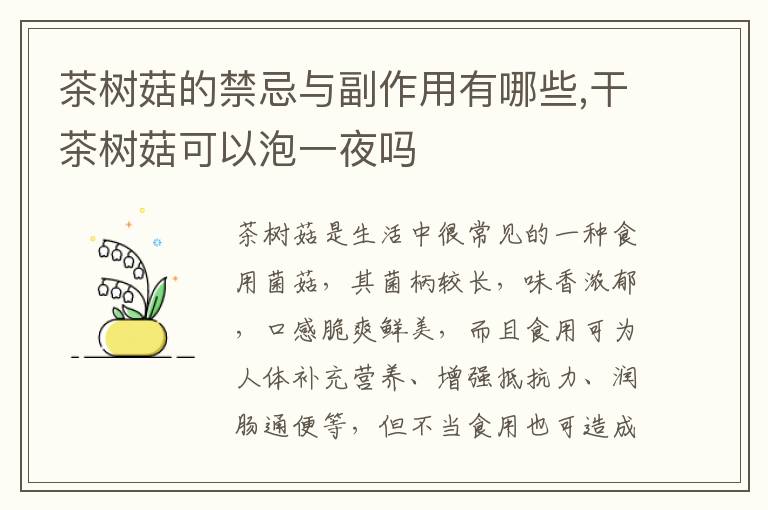 茶树菇的禁忌与副作用有哪些,干茶