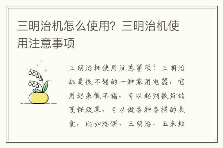 三明治机怎么使用？三明治机使用注意事项