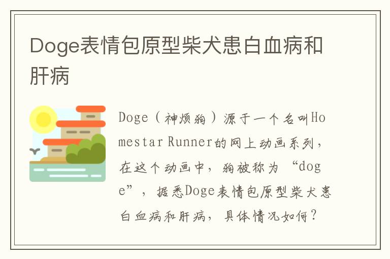 Doge表情包原型柴犬患白血病和肝病