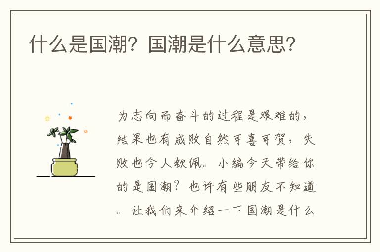 什么是国潮？国潮是什么意思？