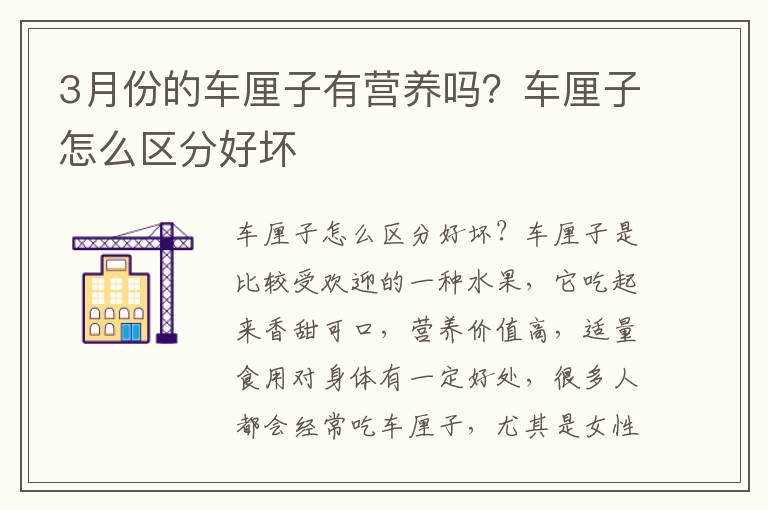 3月份的车厘子有营养吗？车厘子怎么