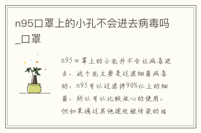 n95口罩上的小孔不会进去病毒吗_口