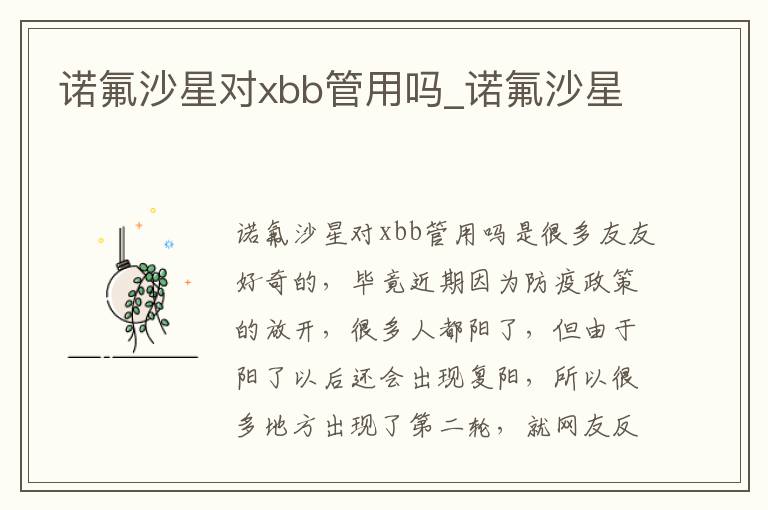 诺氟沙星对xbb管用吗_诺氟沙星