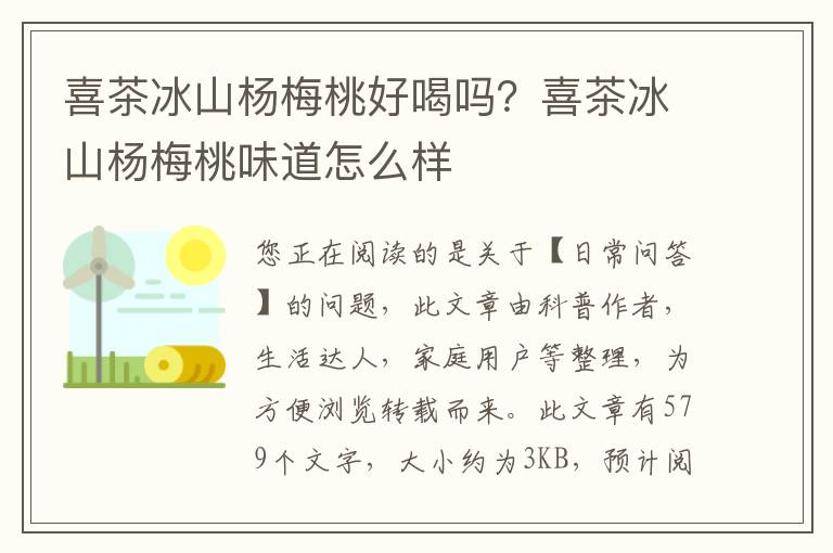 喜茶冰山杨梅桃好喝吗？喜茶冰山杨梅桃味道怎么样