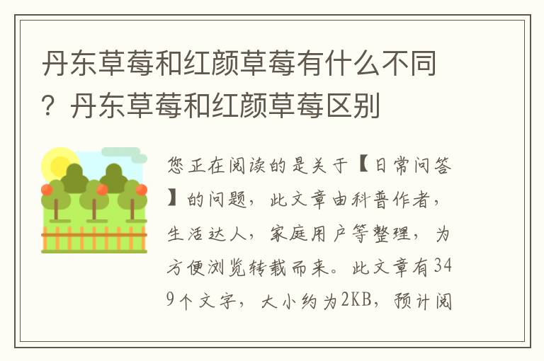 丹东草莓和红颜草莓有什么不同？丹东草莓和红颜草莓区别