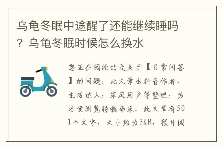 乌龟冬眠中途醒了还能继续睡吗？乌龟冬眠时候怎么换水