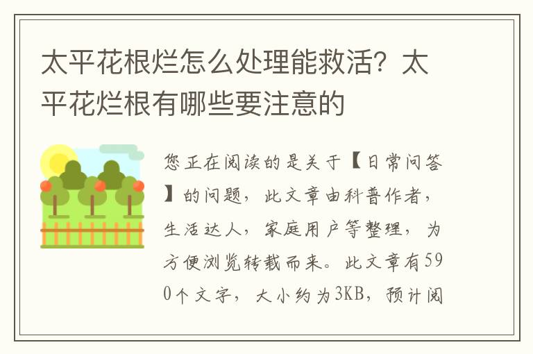 太平花根烂怎么处理能救活？太平花烂根有哪些要注意的