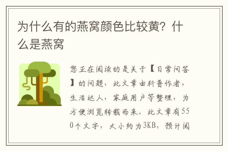 为什么有的燕窝颜色比较黄？什么是燕窝