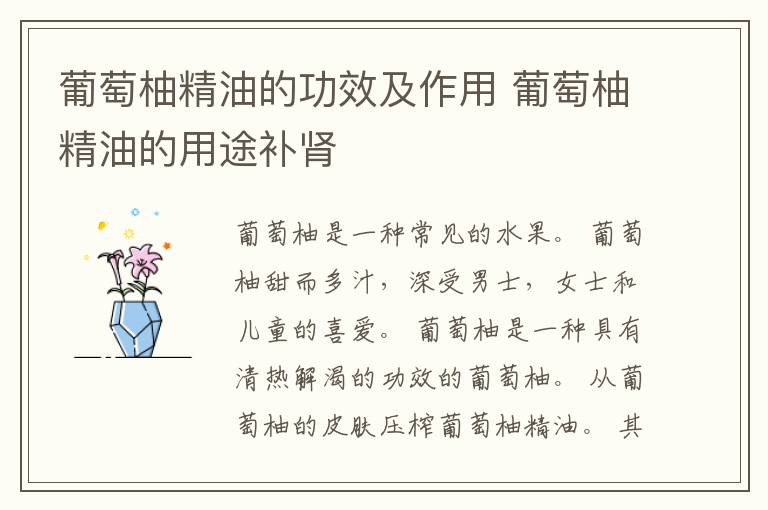 葡萄柚精油的功效及作用 葡萄柚精油的用途补肾