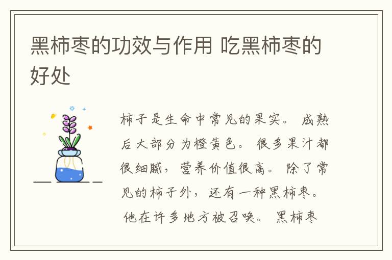 黑柿枣的功效与作用 吃黑柿枣的好处