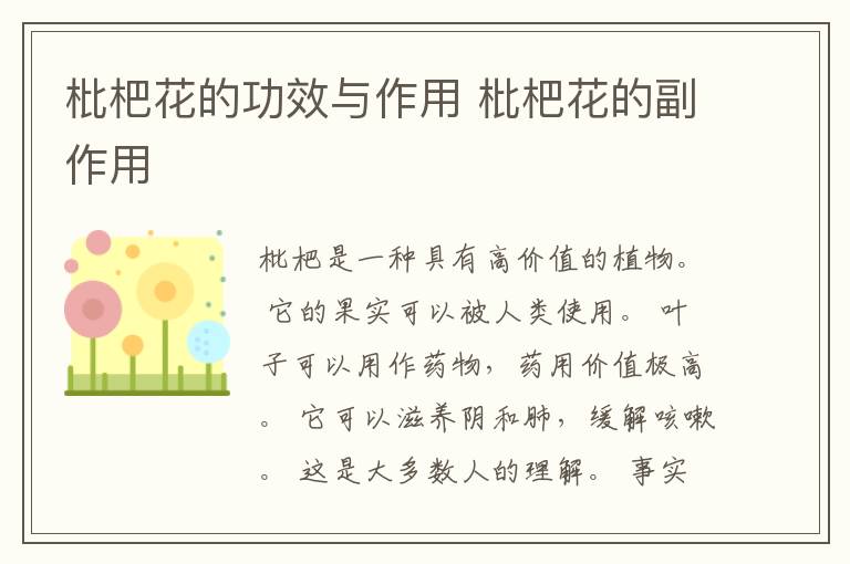 枇杷花的功效与作用 枇杷花的副作用