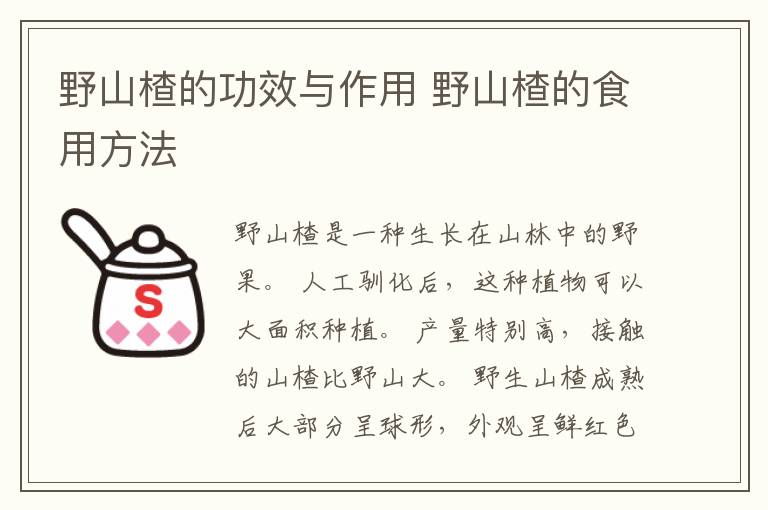 野山楂的功效与作用 野山楂的食用方法