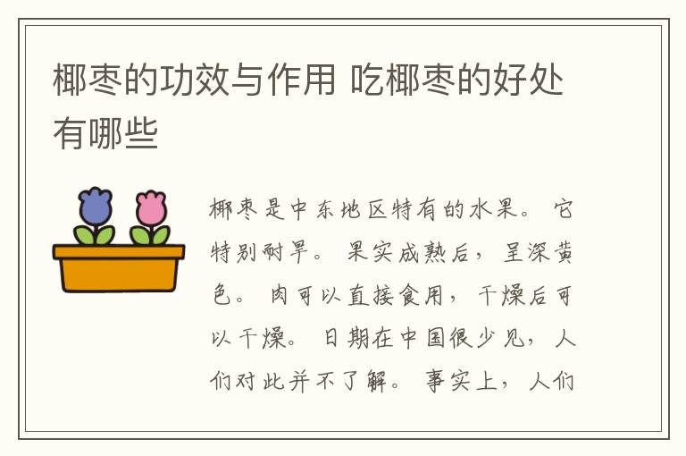 椰枣的功效与作用 吃椰枣的好处有哪些