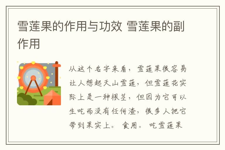 雪莲果的作用与功效 雪莲果的副作用
