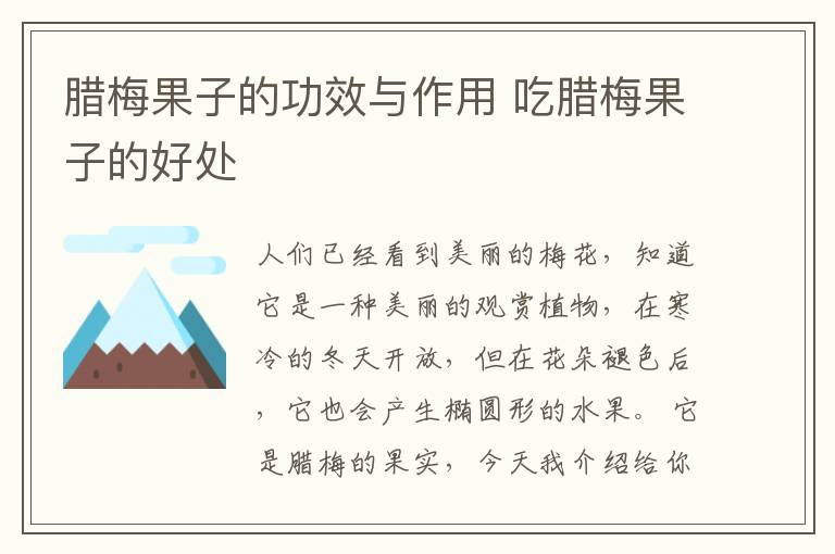 腊梅果子的功效与作用 吃腊梅果子的好处
