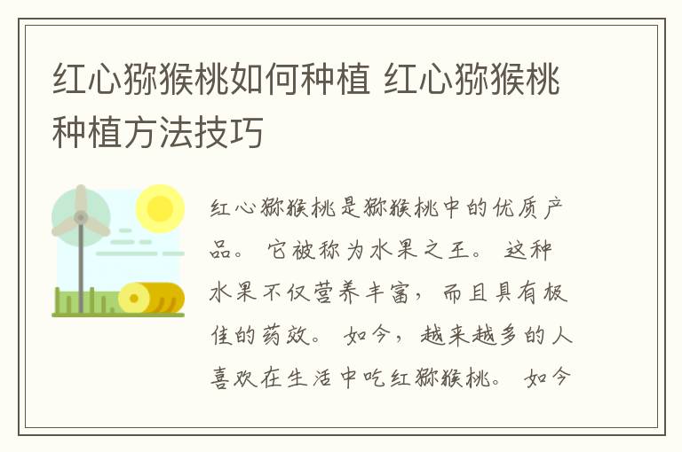 红心猕猴桃如何种植 红心猕猴桃种植方法技巧