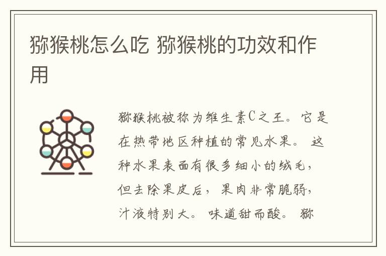 猕猴桃怎么吃 猕猴桃的功效和作用