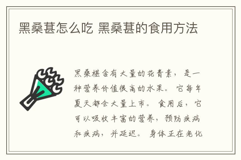 黑桑葚怎么吃 黑桑葚的食用方法