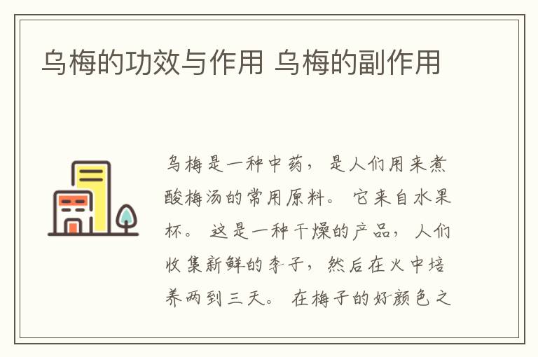 乌梅的功效与作用 乌梅的副作用