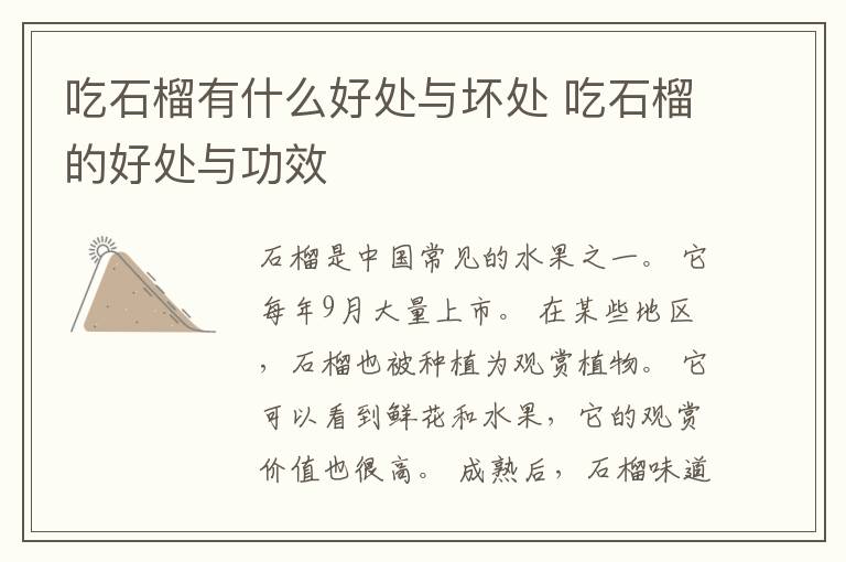 吃石榴有什么好处与坏处 吃石榴的好处与功效