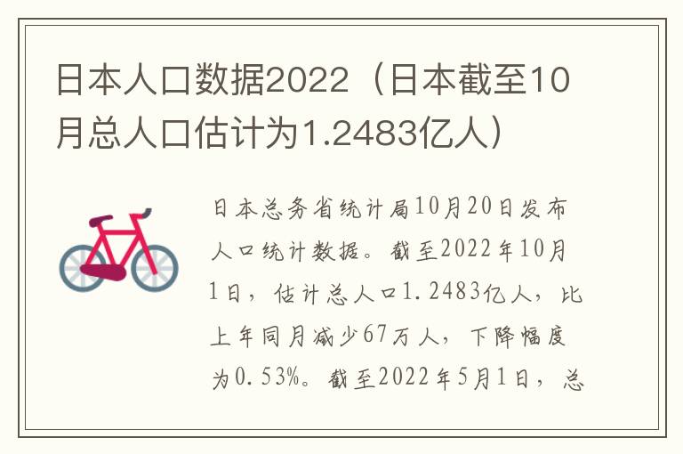 日本人口数据2022（日本截至10月总人口估计为1.2483亿人）