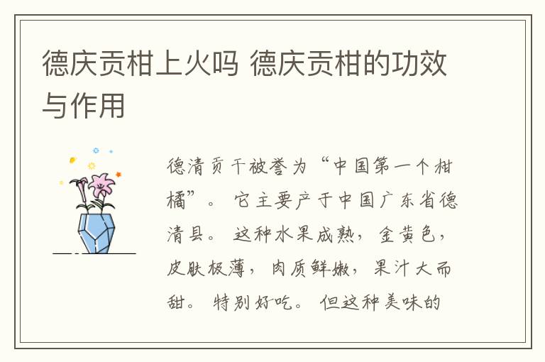 德庆贡柑上火吗 德庆贡柑的功效与作用