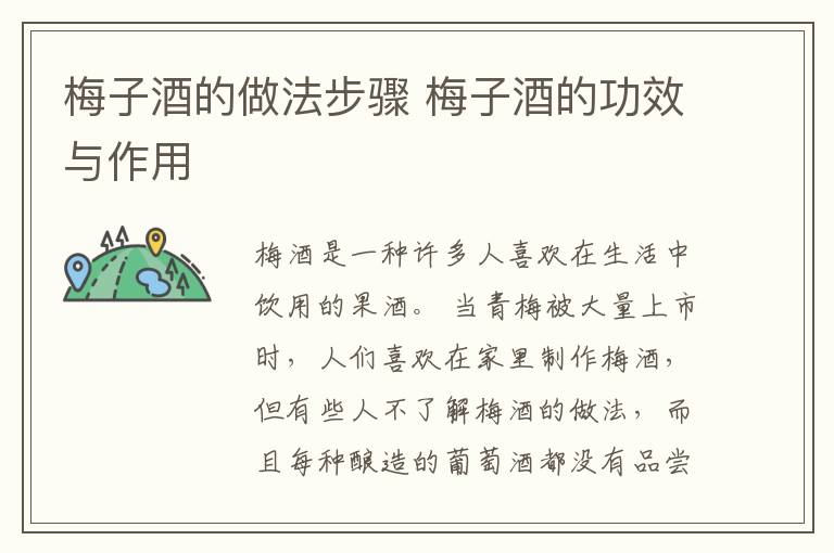 梅子酒的做法步骤 梅子酒的功效与作用